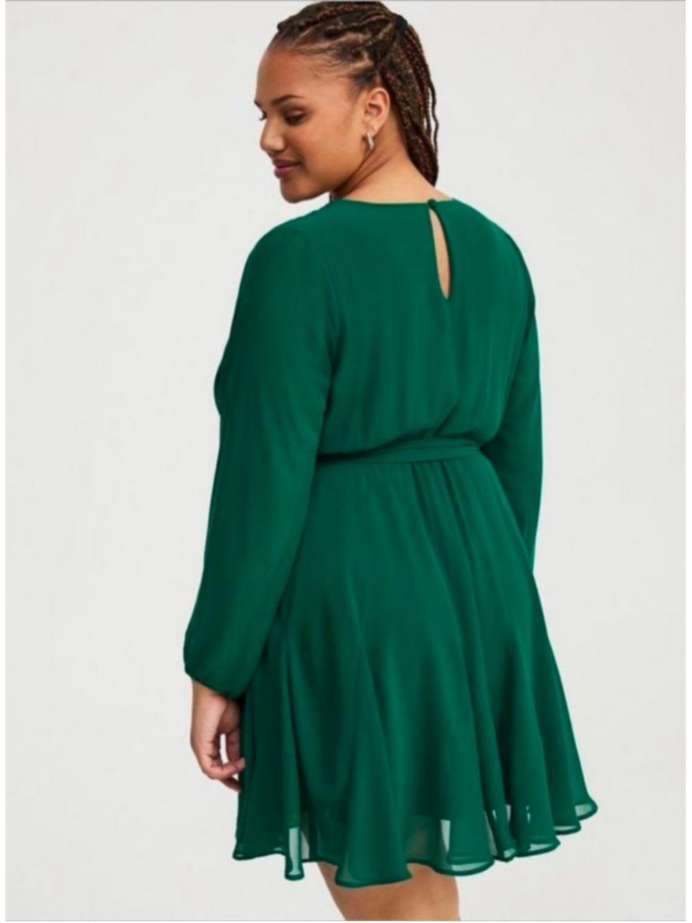 NWT Torrid Mini Chiffon Surplice Godet Dress Size 00 (10-12) - Picture 4 of 6